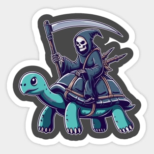 grim reaper ninja riding a turtle Sticker